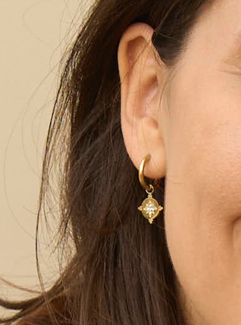 Earrings gold w/stones