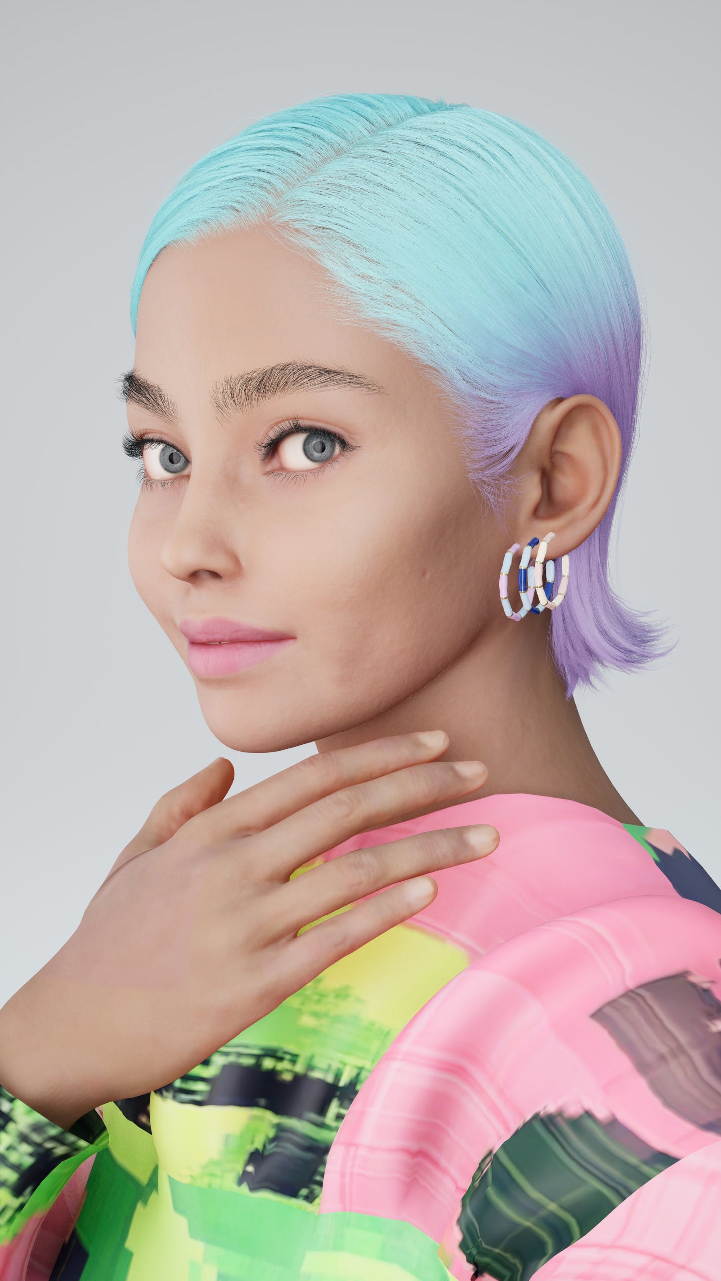 KIRA enamel hoops earrings beige & pink