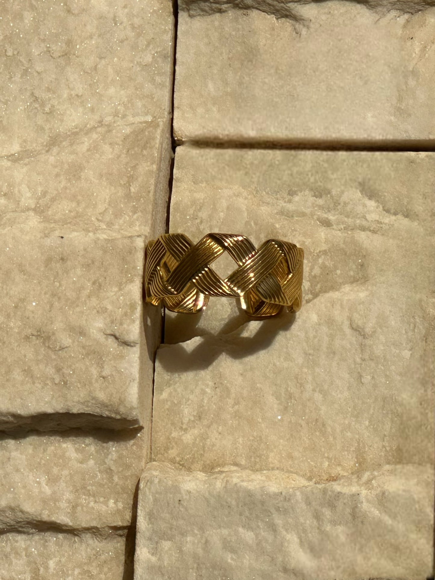 Gold cross ring
