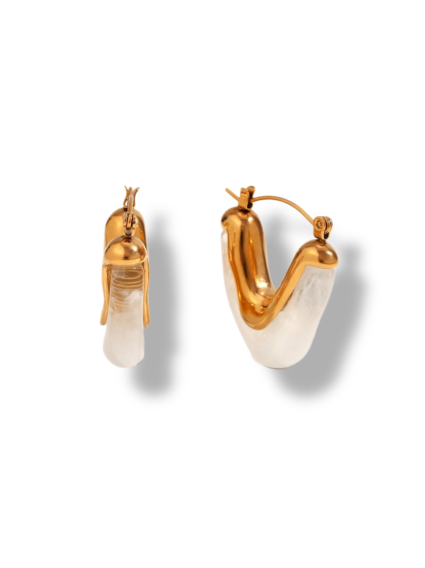 Earrings w/stones white