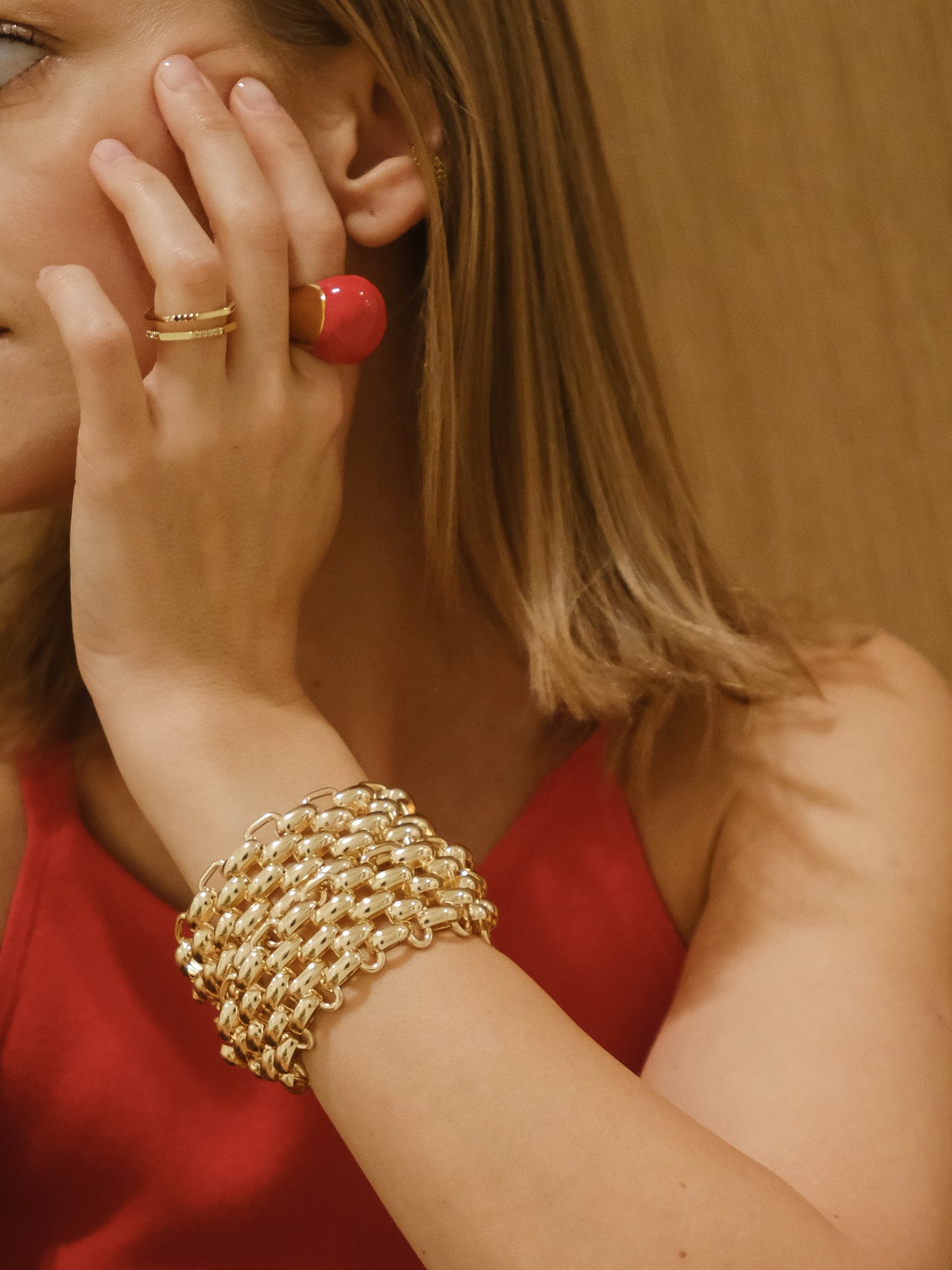 Ring thin/colorful stones gold