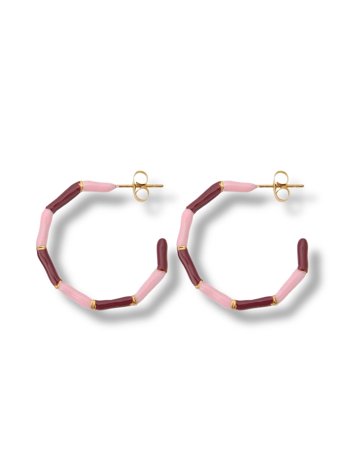 KIRA enamel hoops earrings red & pink