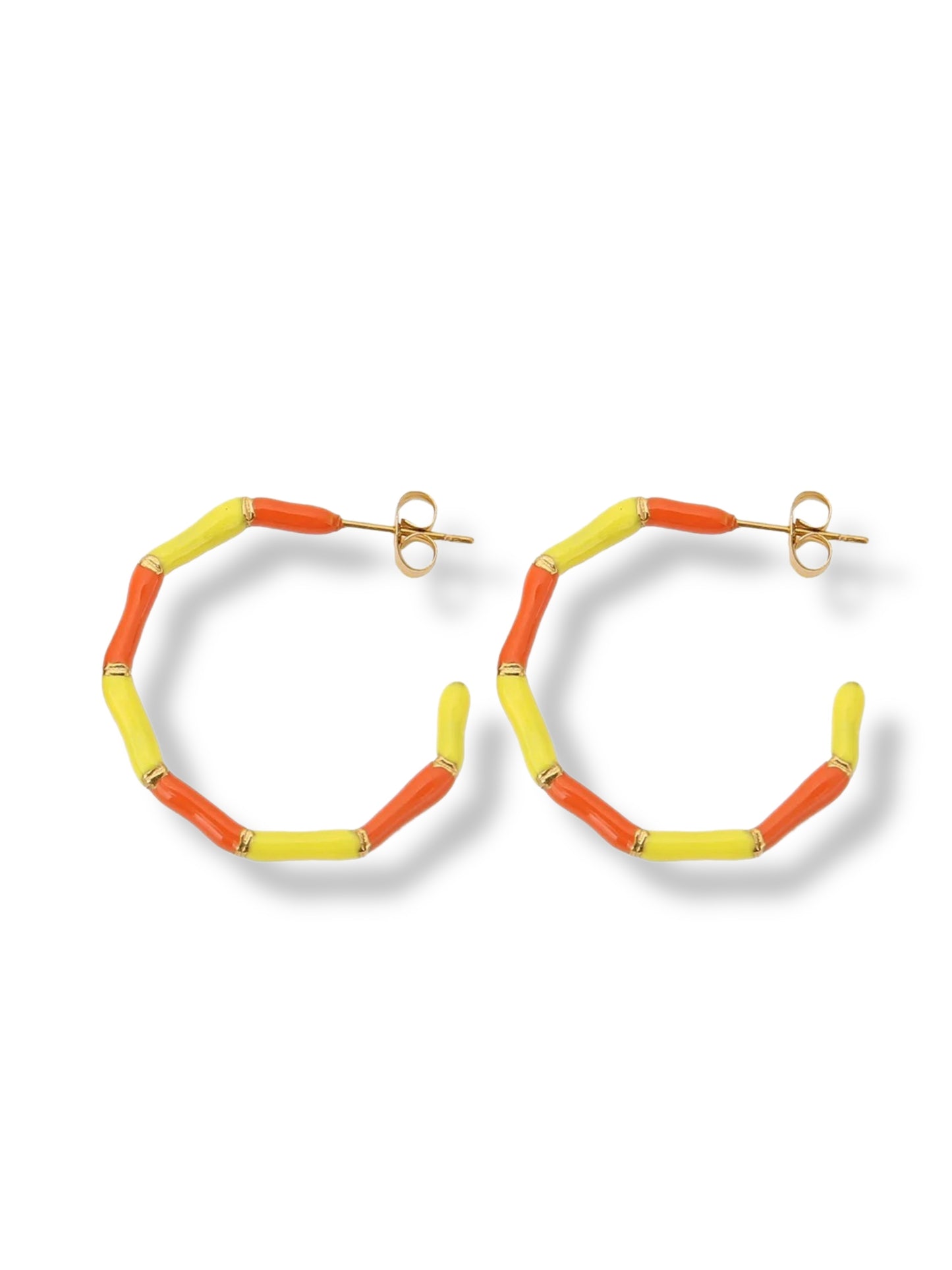 KIRA enamel hoops earrings red & yellow