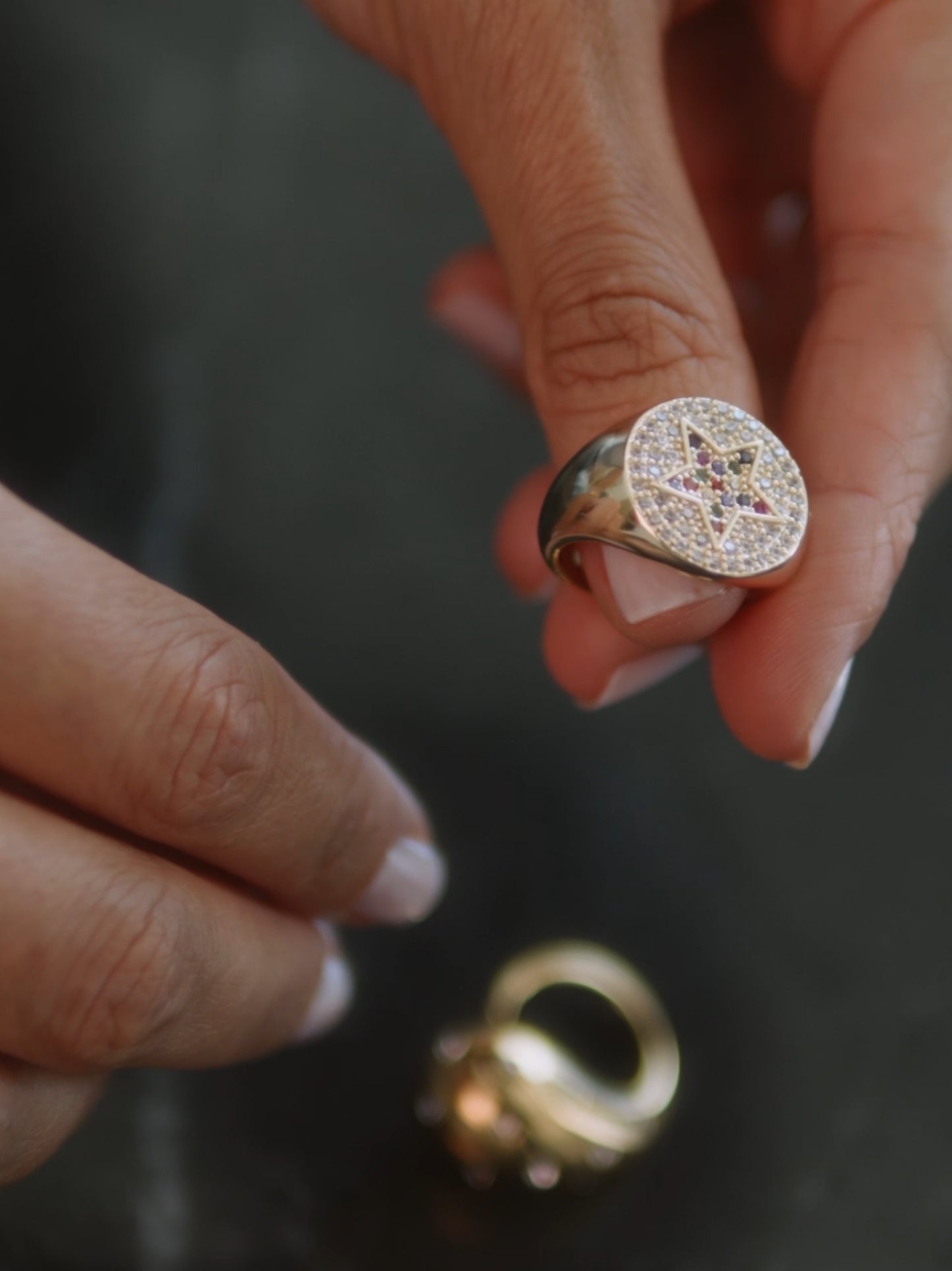 Ring adjustable w/star w/stones