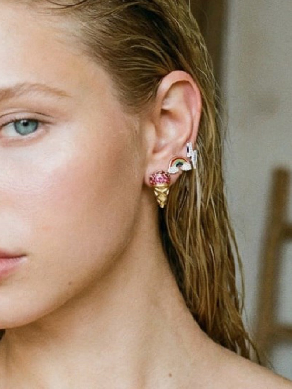 Rainbow and lightning earrings