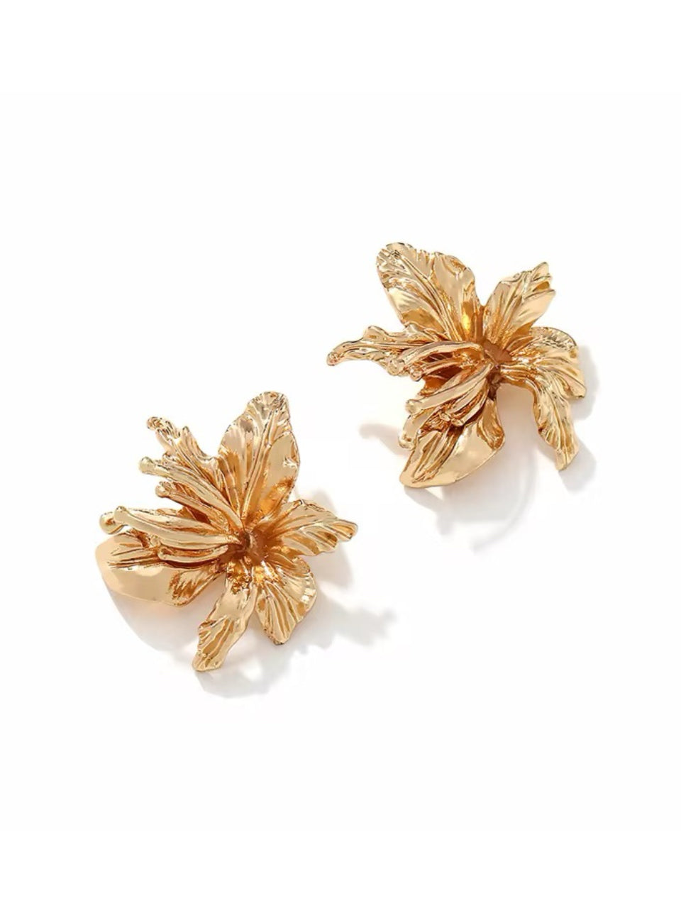 Earrings gold w/flowers