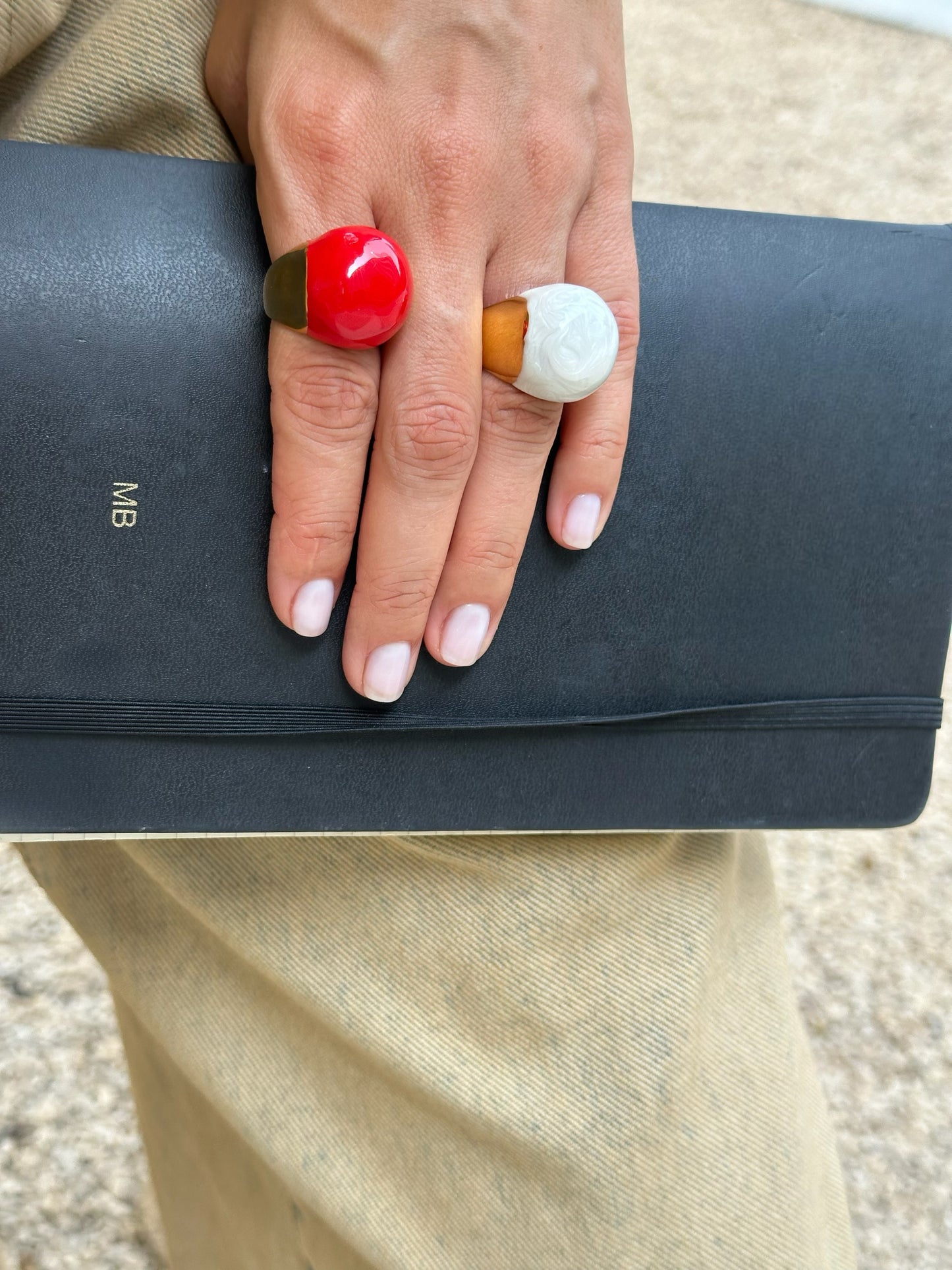 Statement ring w/blue enamel