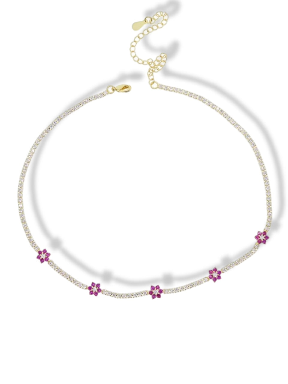 Flower tennis necklace