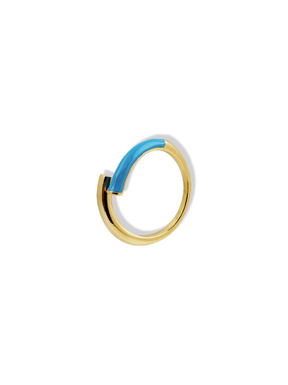 Open ring w/enamel aquamarine
