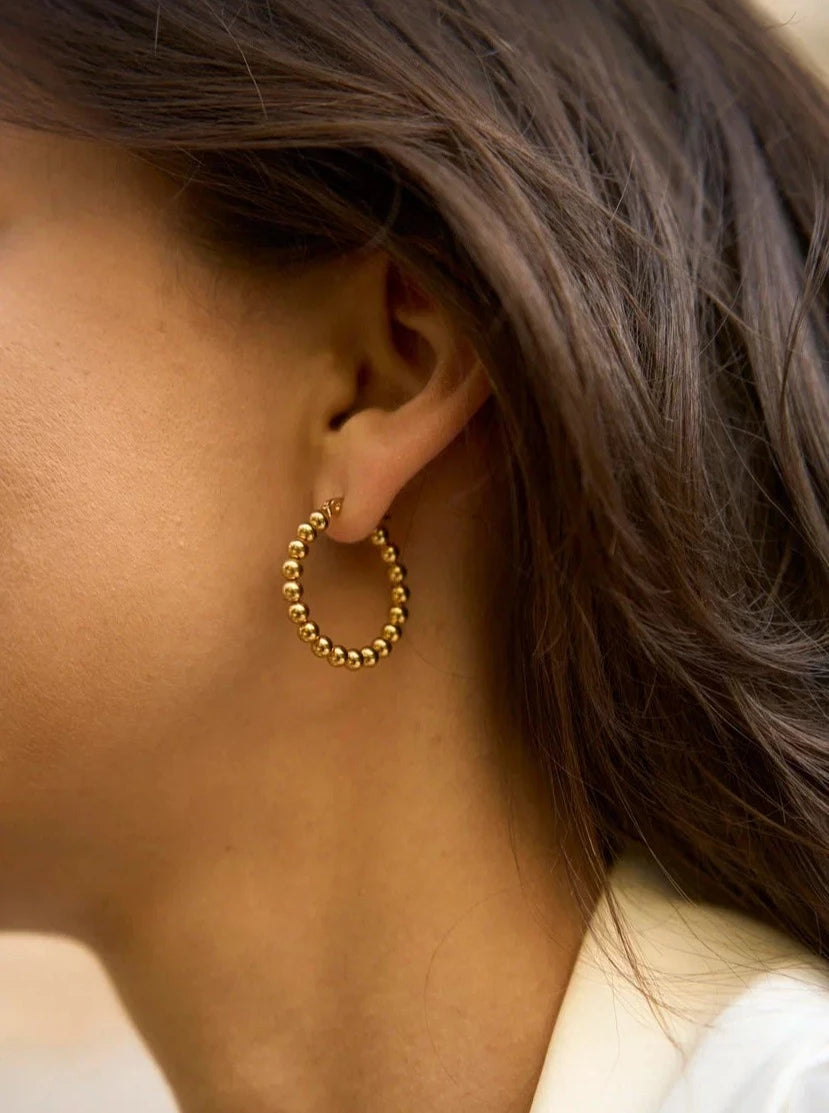 Earrings gold round w/round details GILTY