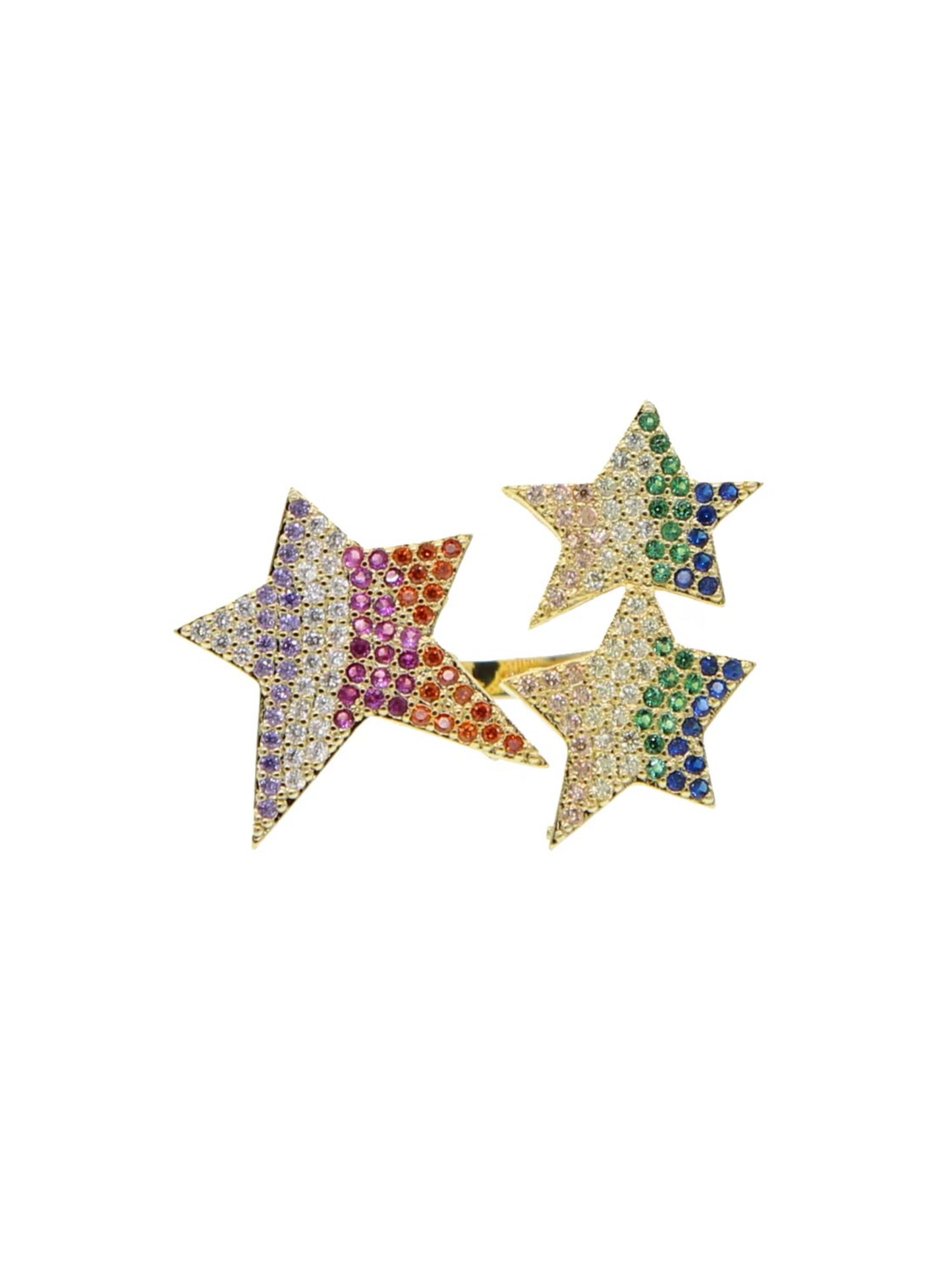 Ring adjustable w/3 stars w/stones