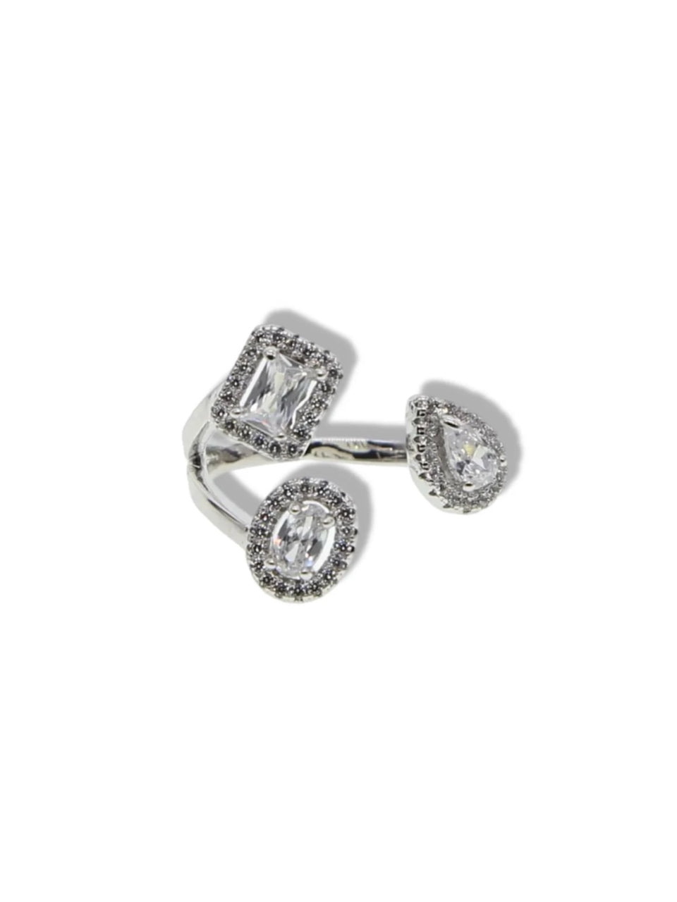 Triple stone silver ring
