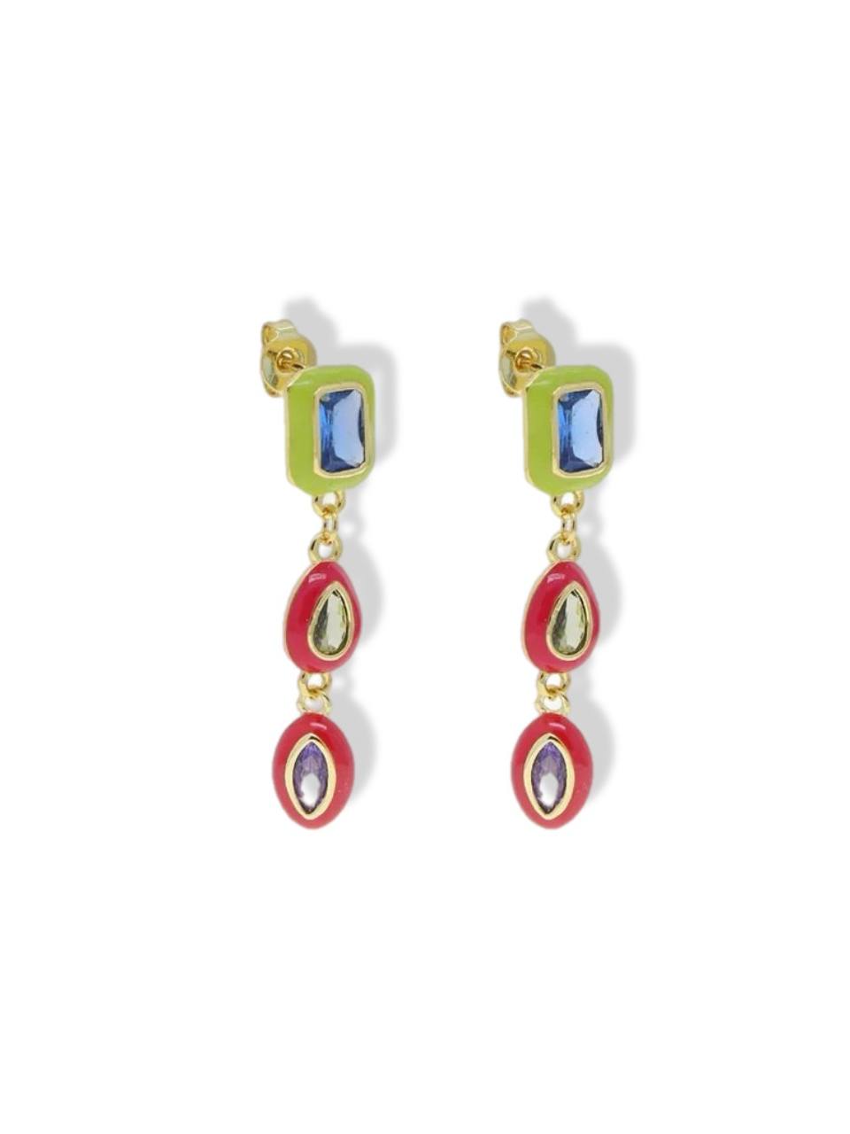 Earrings w/enamel and stones