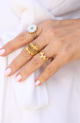 Feather gold ring