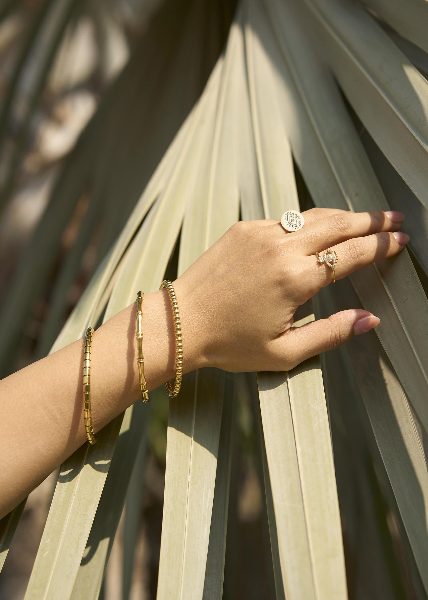Bracelet gold bamboo adjustable