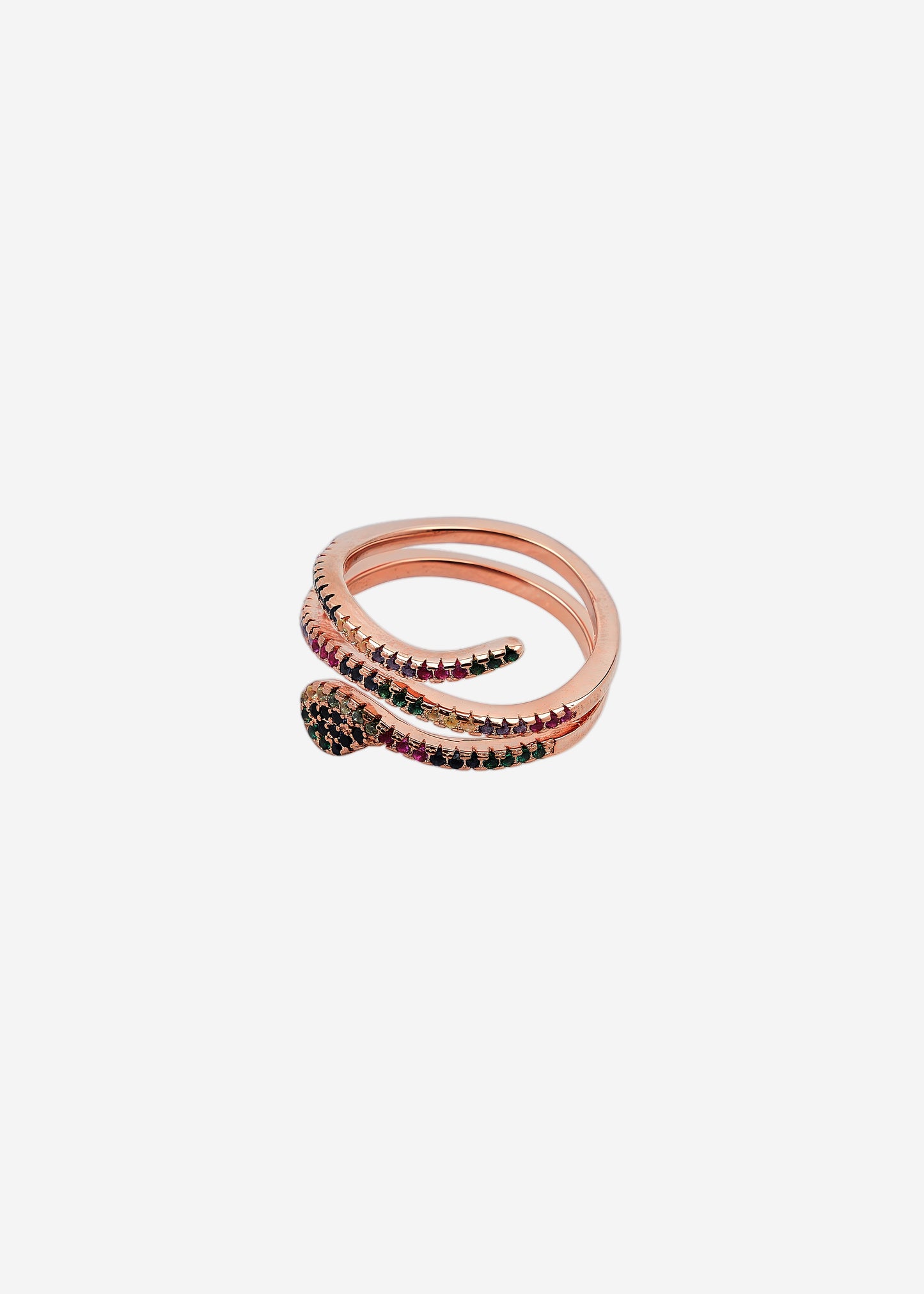 Ring snake w/colorful stones rose gold