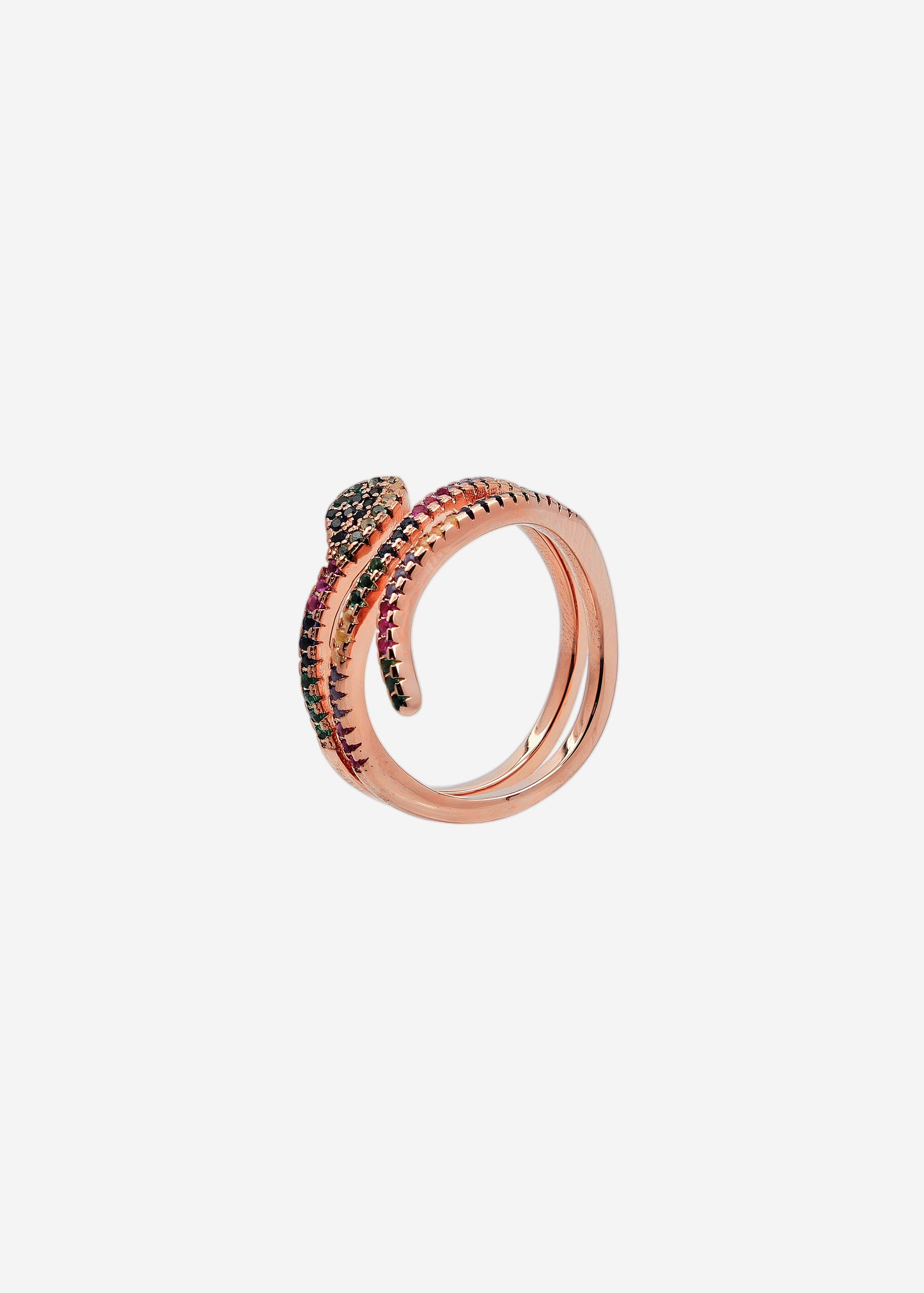 Ring snake w/colorful stones rose gold