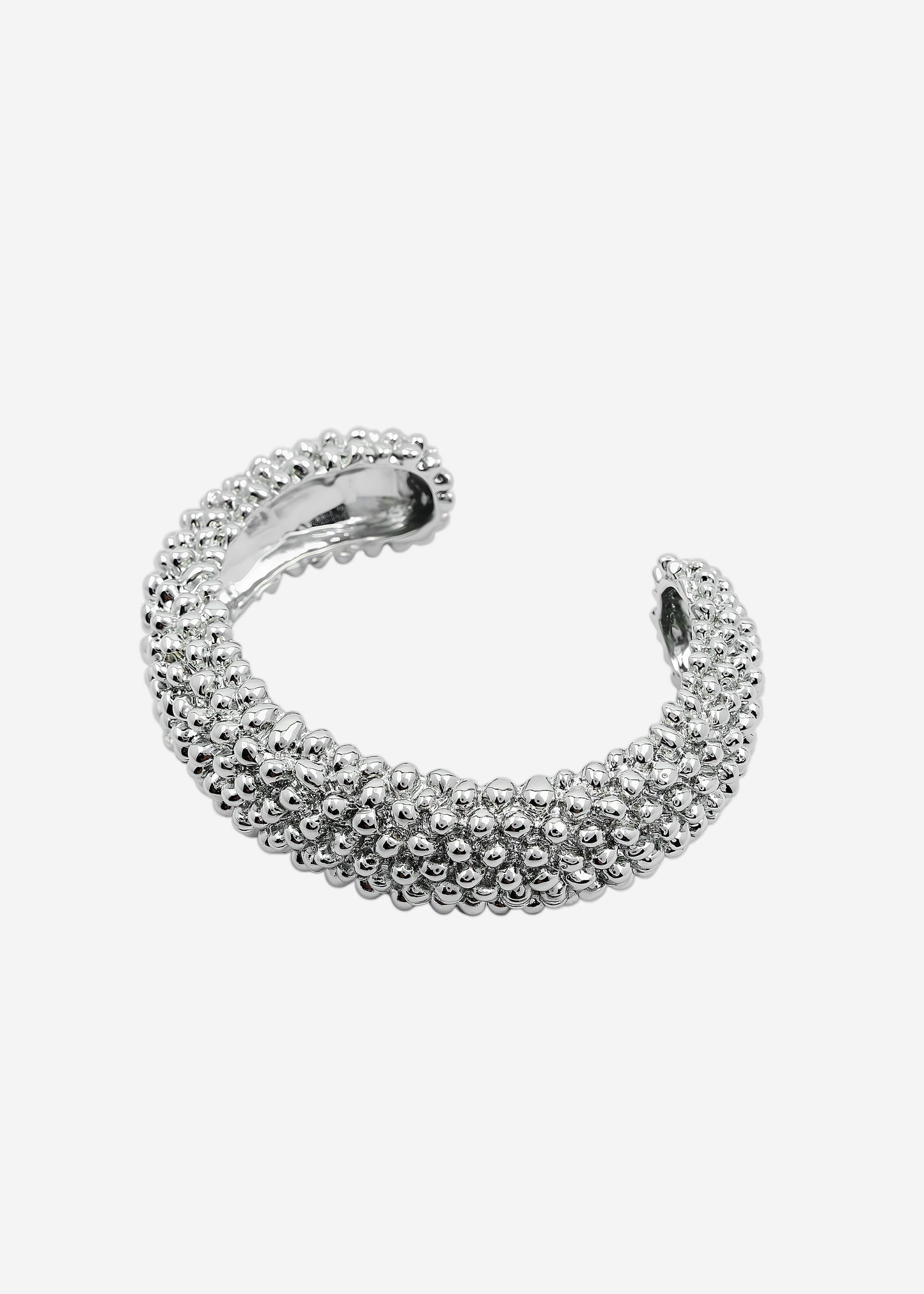 Statement adjustable bracelet w/round details silver