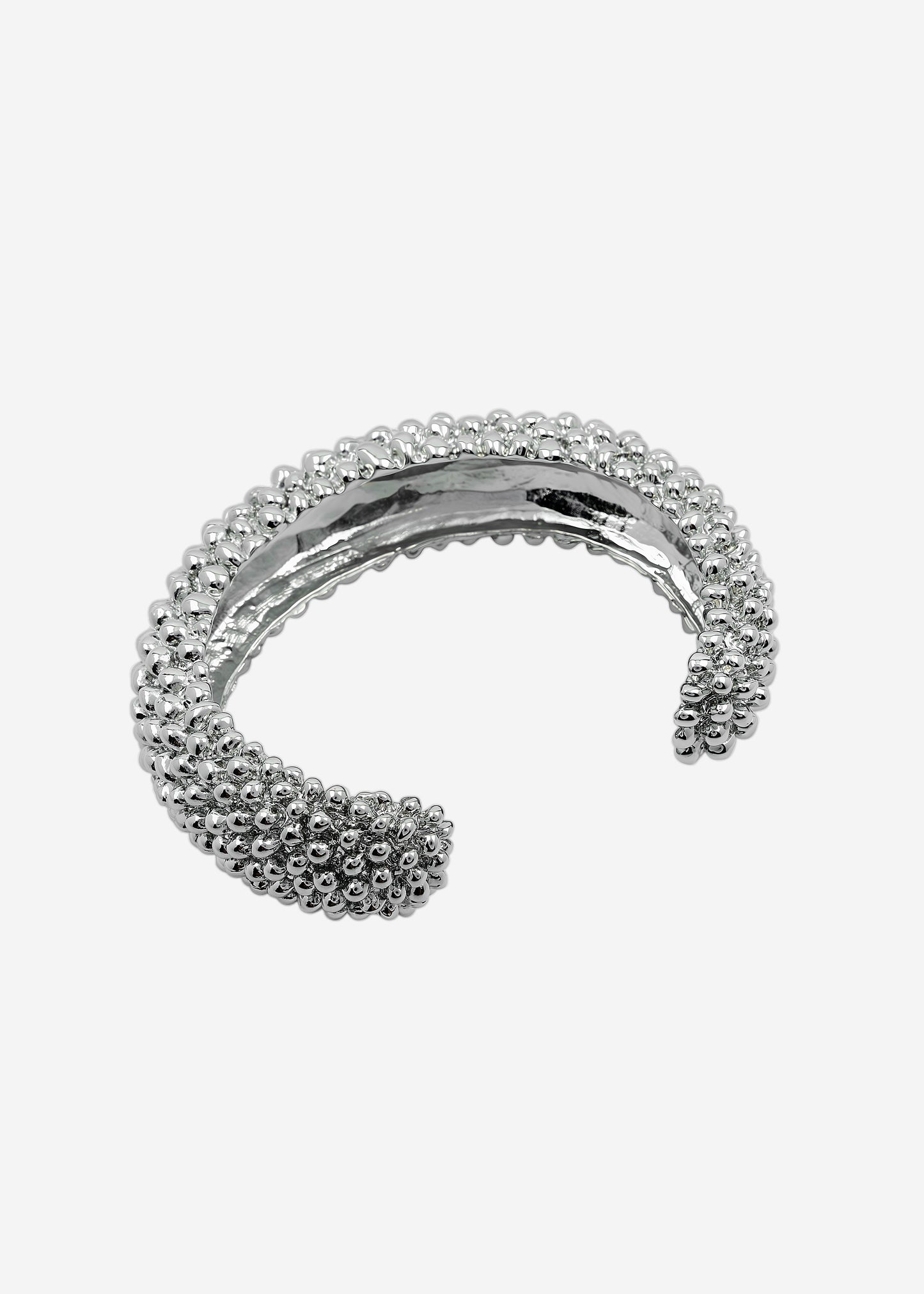 Statement adjustable bracelet w/round details silver