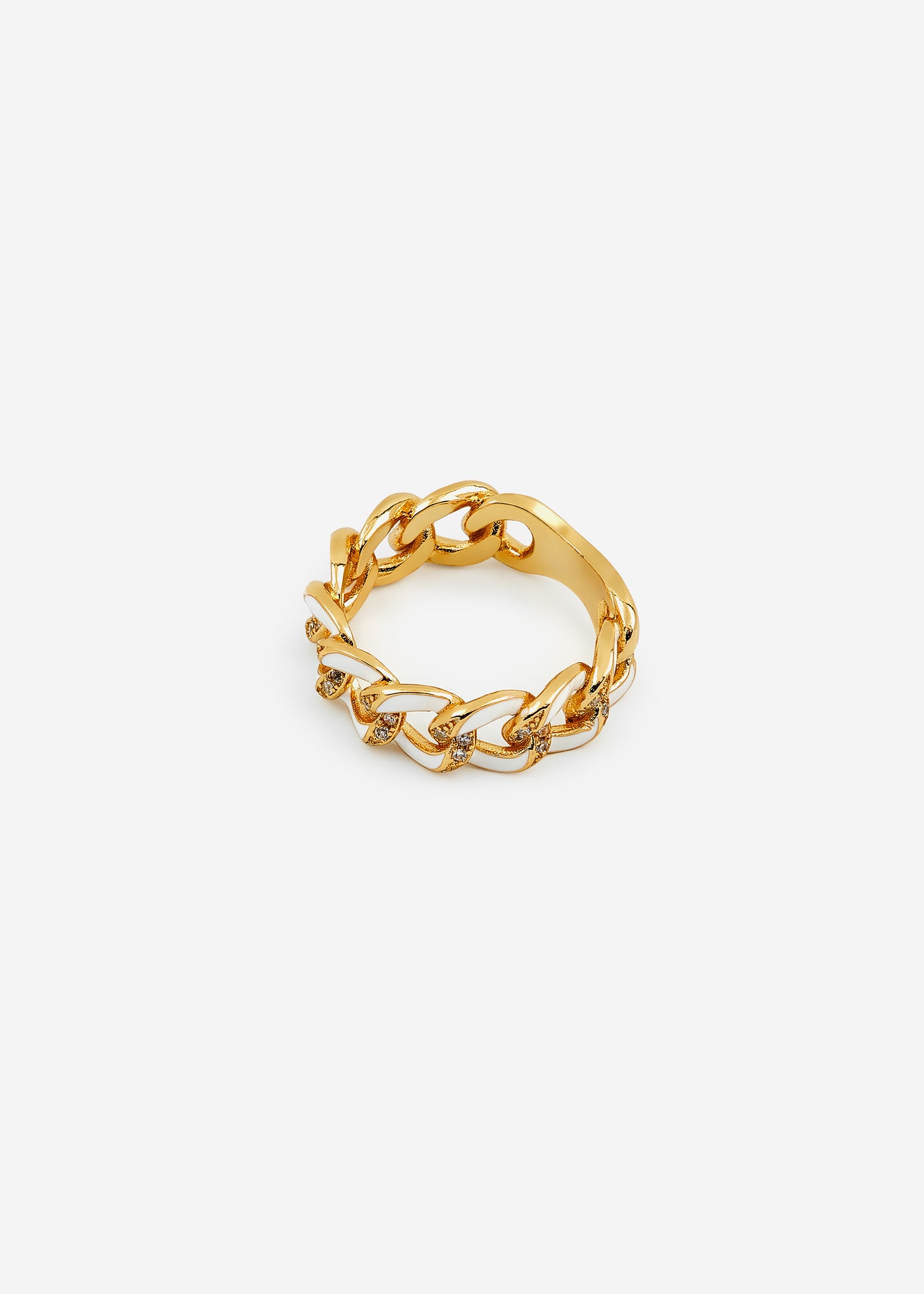 Chain white ring w/stones