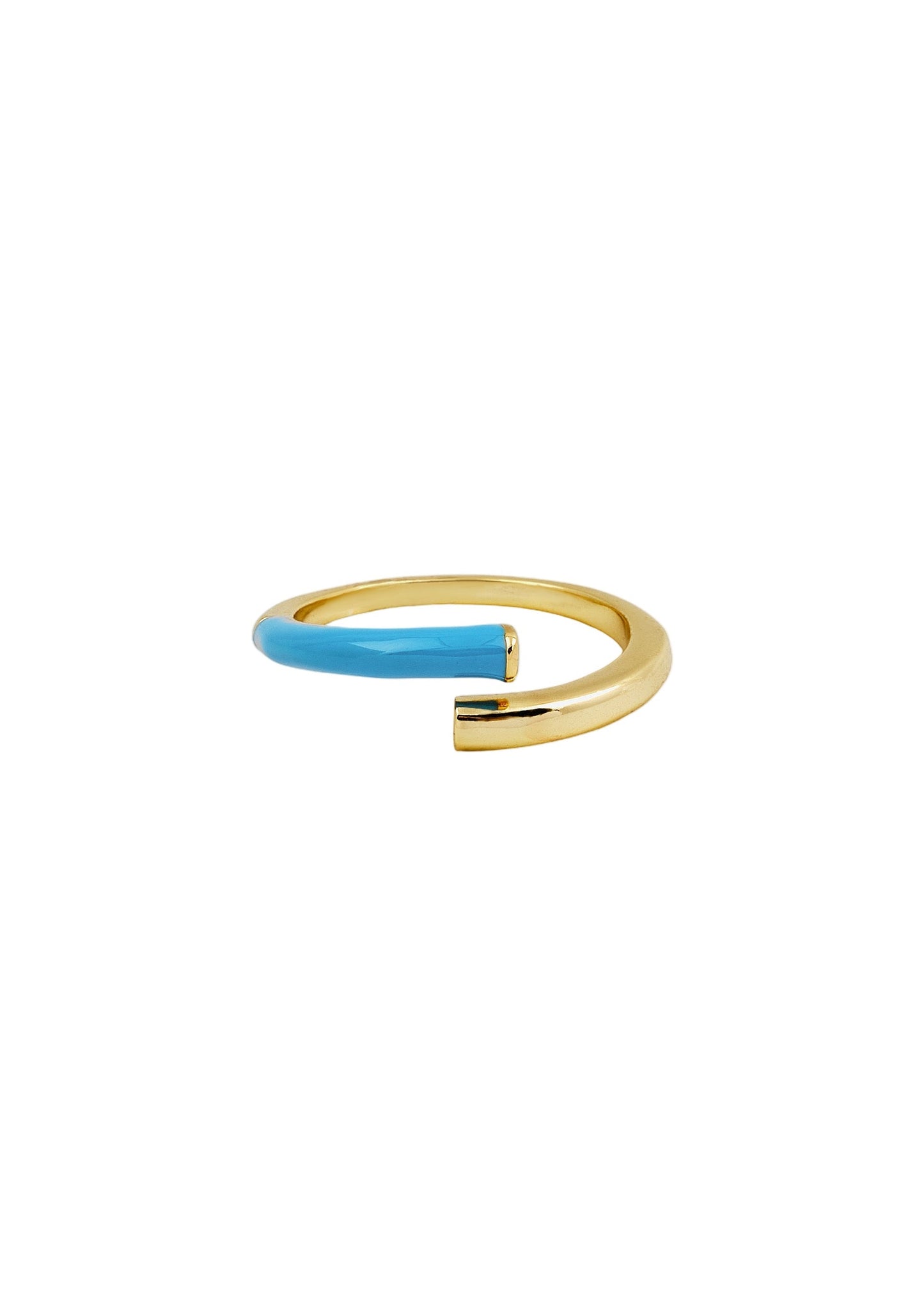Open ring w/enamel aquamarine