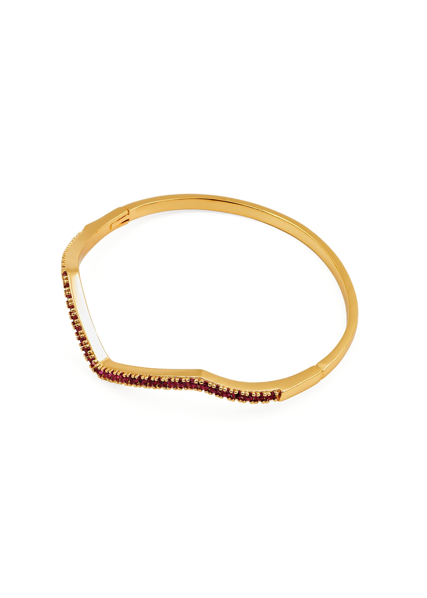 Open V bangle w/red stones