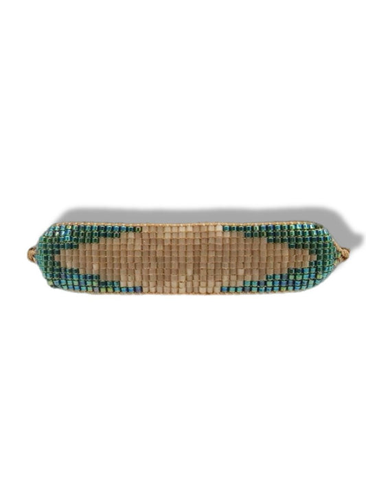 Beaded bracelets gold&green