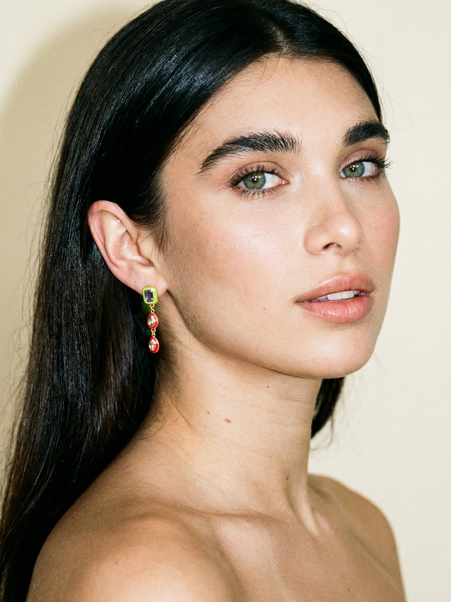 Earrings w/enamel and stones