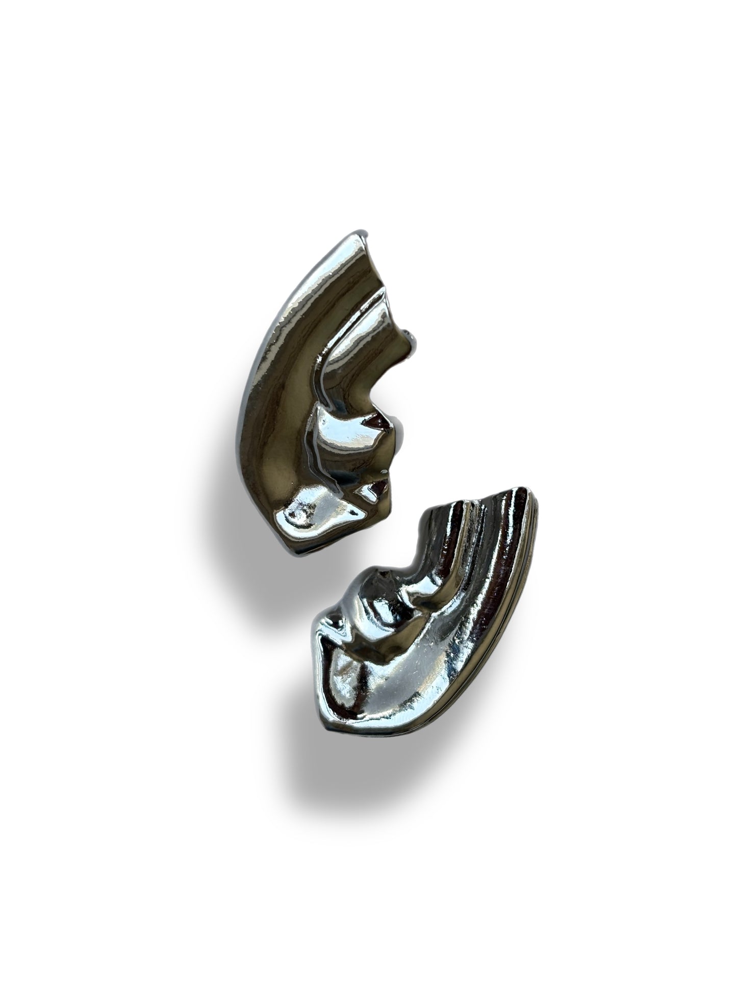 Statement big cuff earrings silver