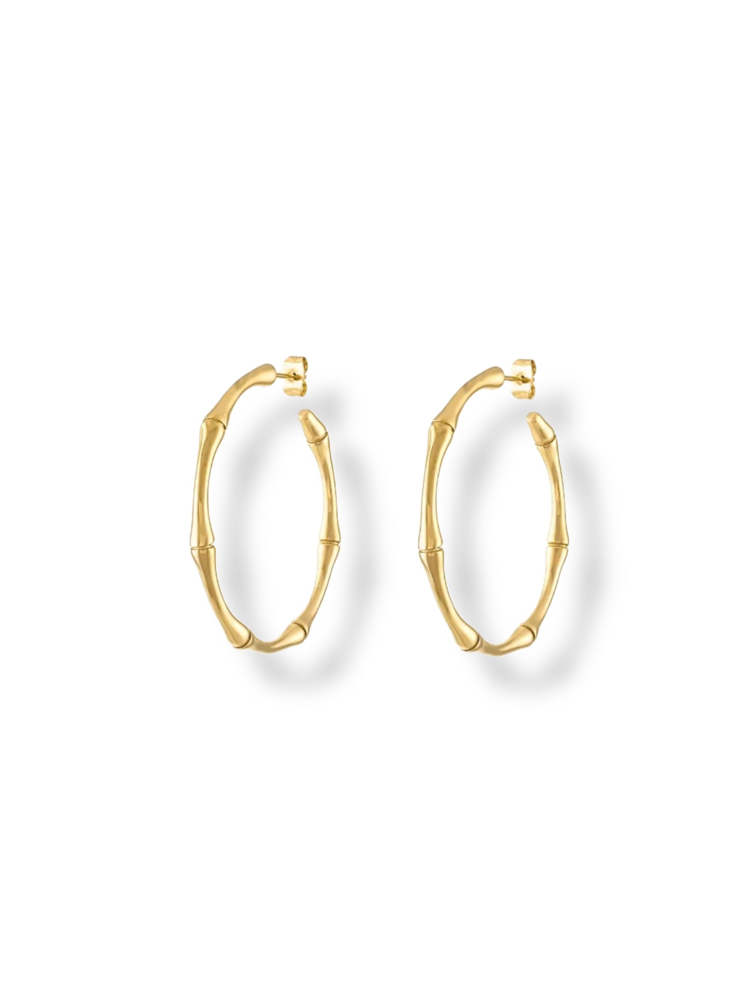 Earrings gold round bamboo thin GILTY