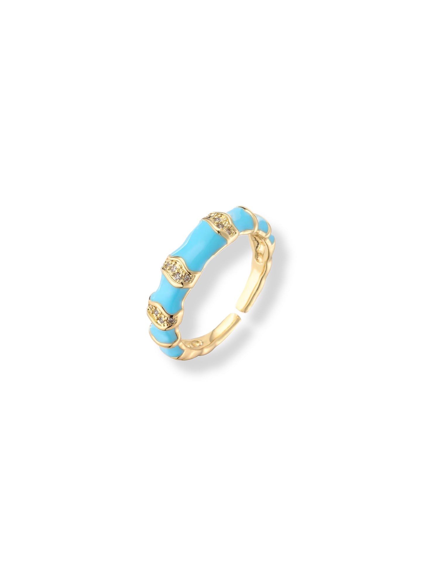 Aquamarine enamel adjustable ring