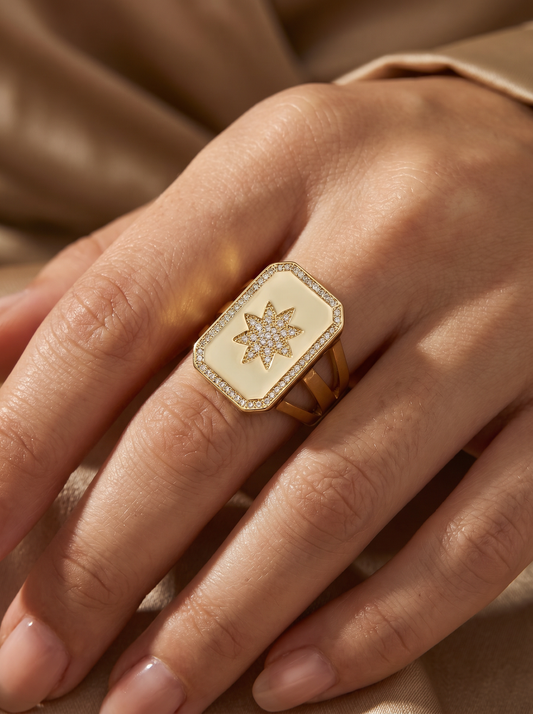 Adjustable ring w/star and stones