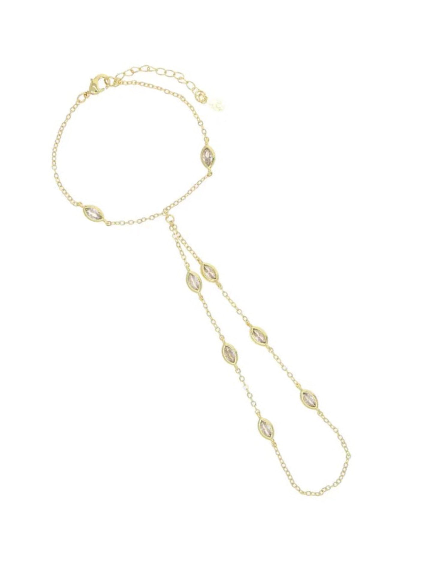 Hand chain bracelet w/stones gold