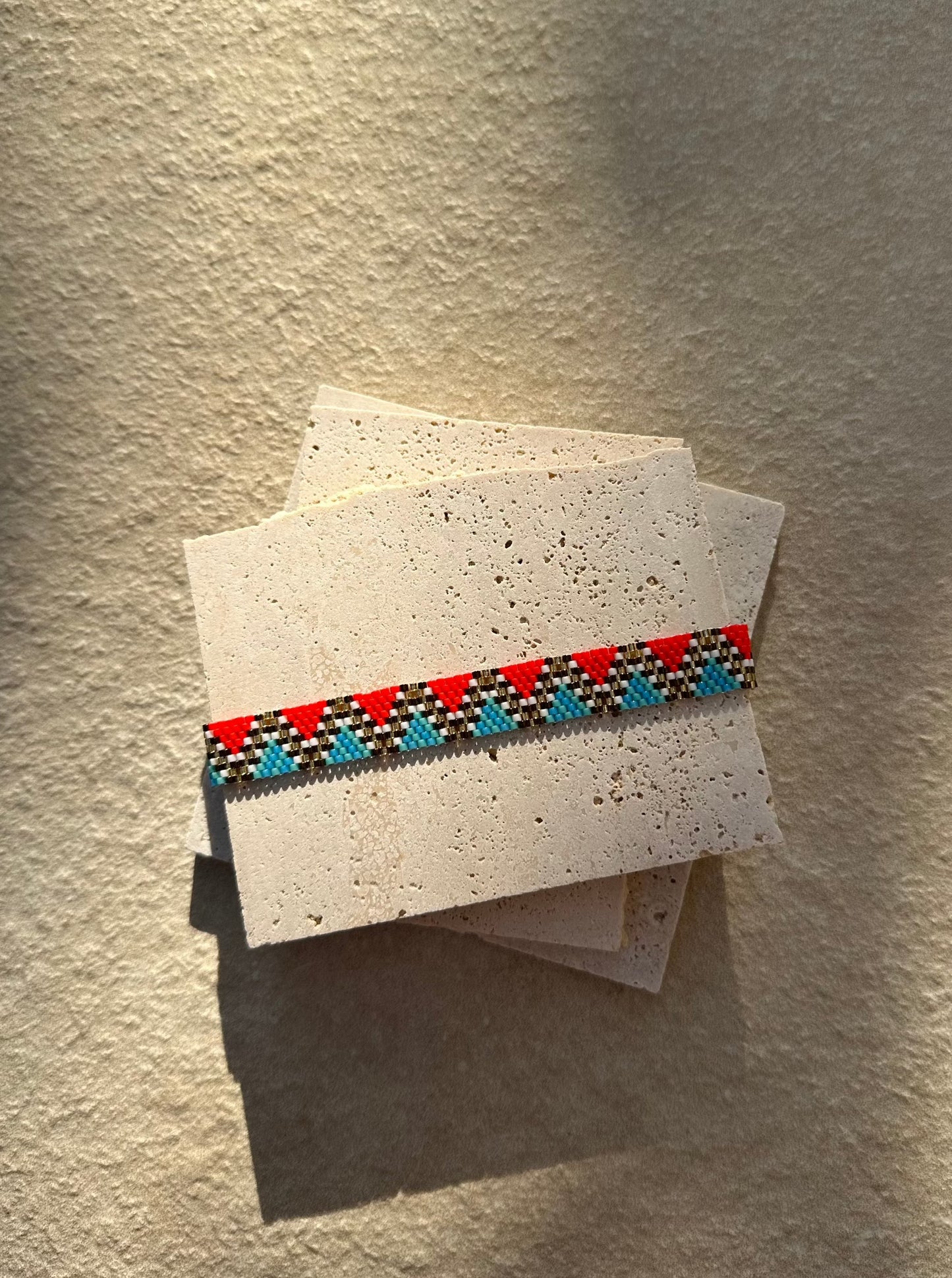 Braided bracelet medium 'Orange/gold/aquamarine'