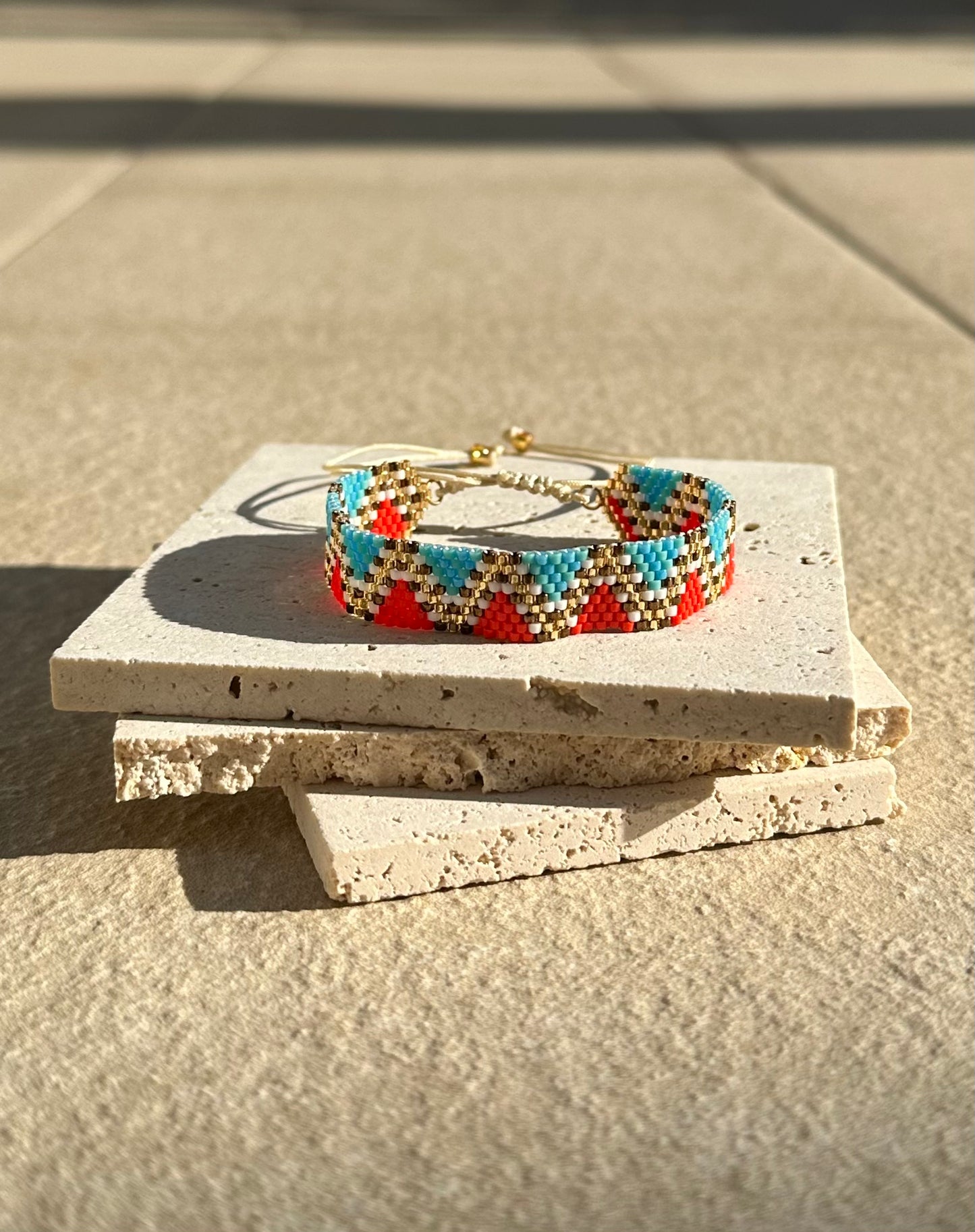 Braided bracelet medium 'Orange/gold/aquamarine'
