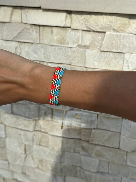 Braided bracelet medium 'Orange/gold/aquamarine'