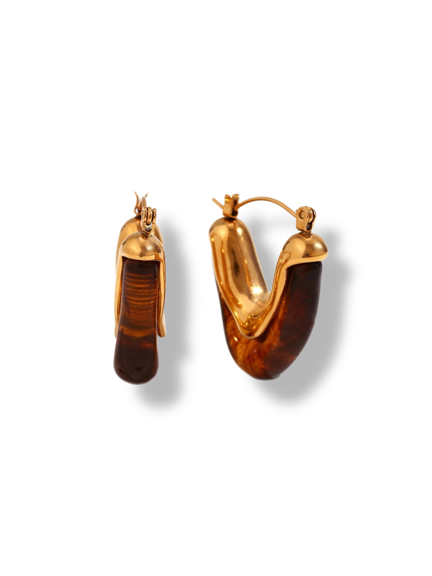 Earrings w/stone brown