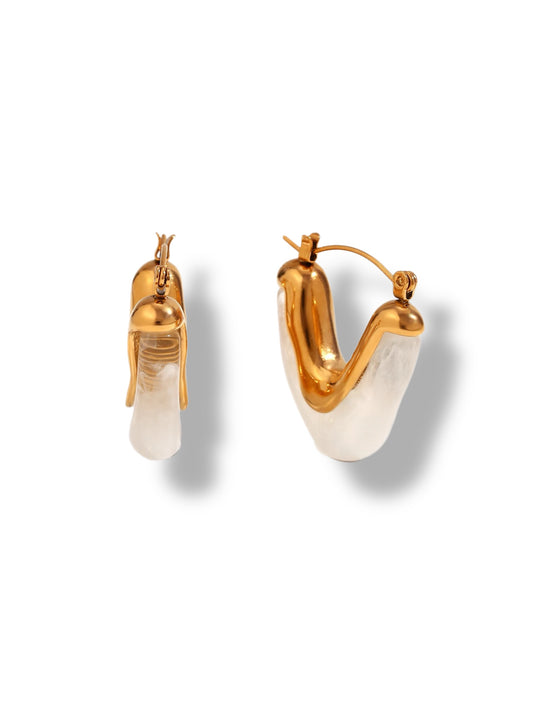 Earrings w/stones white