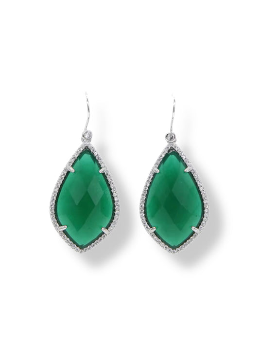 Green stone earrings w/silver details