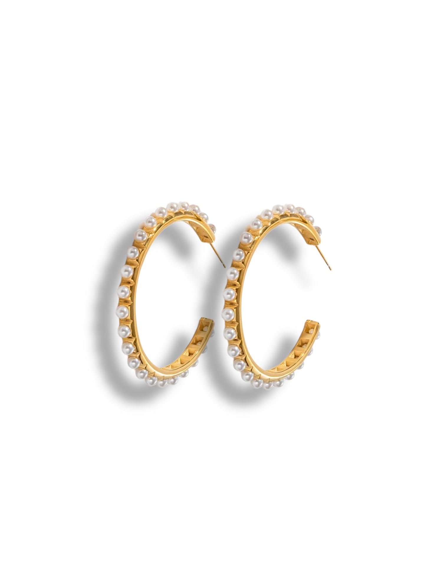 Hoops earrings w/pearls big