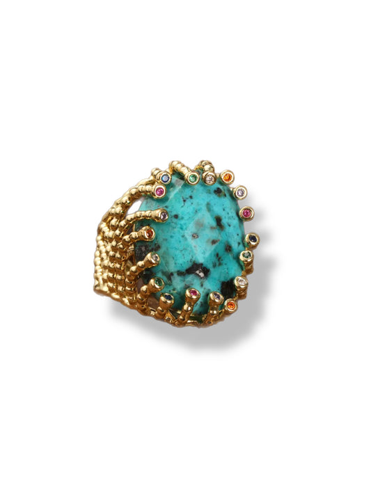 Statement ring w/blue stone big