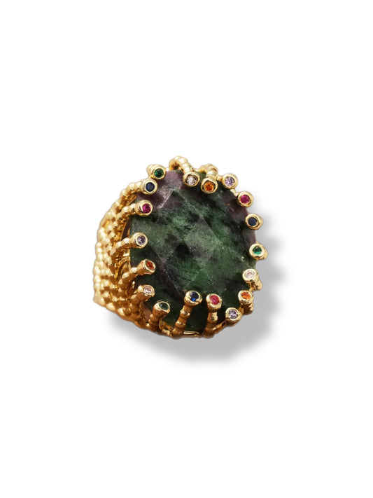 Statement ring w/grey stone big