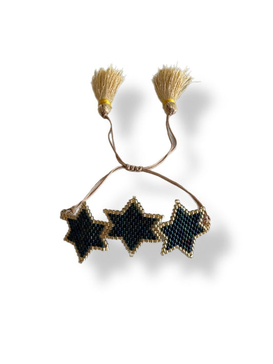 Beaded bracelets w/black stars