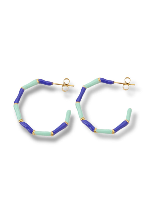 KIRA enamel hoops earrings violet & light blue