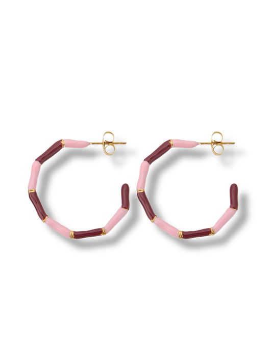 KIRA enamel hoops earrings red & pink