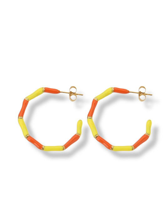 KIRA enamel hoops earrings red & yellow