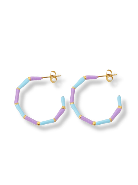 KIRA enamel hoops earrings pastel violet & blue