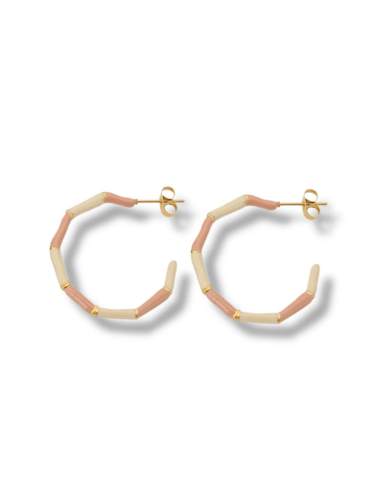 KIRA enamel hoops earrings beige & pink