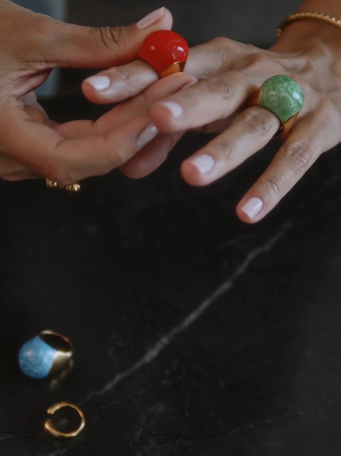 Statement ring w/red enamel