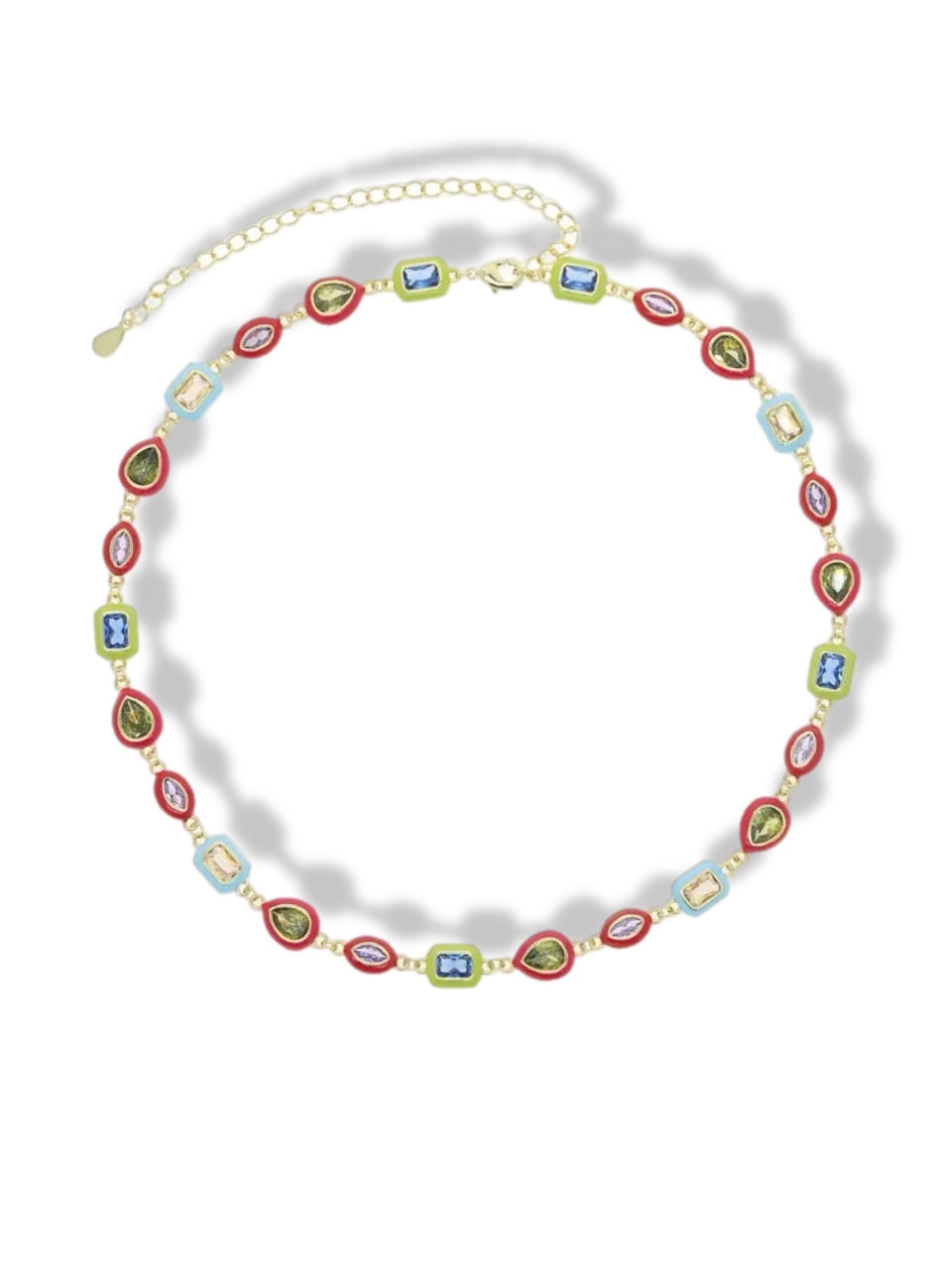 Necklace w/enamel & stones